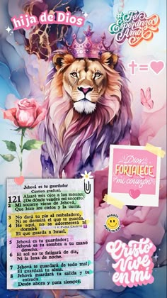 a poster with an image of a lion wearing a crown