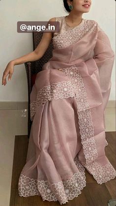 #pastel #saree #ethnic #traditional #Indian #wedding #dress #style #chic #fashion Day Wedding Saree Look, Latest Saree Designs Party Wear, New Trend Sarees For Wedding, Fancy Sarees Wedding, Latest Trendy Sarees, Embroidery Designs For Sarees, Organza Saree Blouse Designs Latest