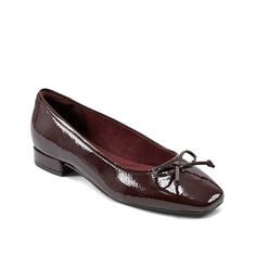 Rockport-Sadie Ballet Flat Jazz up your look with the Sadie ballet flat from Rockport. Square toe with a bow detail lends enhanced appeal to this leather slip-on. The truTECH technology provides amazing underfoot cushioning support and shock absorption in the heel. Dark Red Ballet Flats, Brown Ballet Flats With Bow And Round Toe, Brown Leather Ballet Flats Medium Width, Everyday Brown Slip-on Ballet Flats, Brown Leather Ballet Flats, Burgundy Ballet Flats, Brown Leather Sole Slip-on Ballet Flats, Leather Ballet Flats, Ballet Flat