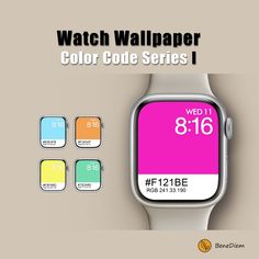 the watch wallpaper color code series 1 is displayed on an apple watch with different colors