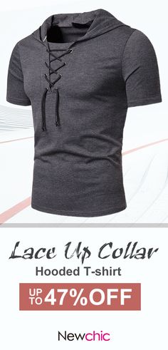 【US$ 19.99】Mens Casual Hooded Lace Decoration Collar Solid Color Short Sleeve T-shirt #grey-tshirt #Men’sTshirt #Tee Man Tips, Grey Tshirt, Gq Style, Men Wear, Tshirt Men, Lace Decor, Real Men, Dance Fashion