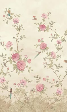 vintage floral chinoiserie wallpaper Pink Chinoiserie, Powder Room Wallpaper, Wall Art Wallpaper, Inspirational Wallpapers, Room Wallpaper, Wallpaper Mural, Floral Wall Art