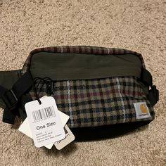 Nwt Carhartt Work In Progress Highbury Hip Bag Cypress/Asher Check, Seaweed Wip Bag, Carhartt Work In Progress, Men Carhartt, Belt Bags, Hip Bag, Carhartt Wip, Work In Progress, Belt Bag, Black Gray