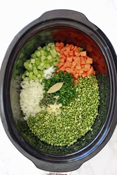 the vegetables are chopped up and ready to be cooked in the crock pot