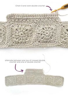 the crocheted headband is shown with instructions to make it easier for knitting