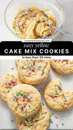 easy yellow cake mix cookies in less than 30 mins with sprinkles