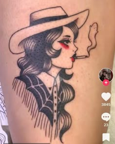 American Tradition Tattoos For Women, 50s Style Tattoos, Cowgirl American Traditional Tattoo, American Traditional Tattoos Pinup, American Traditional Girl Tattoo, Girly American Traditional Tattoo Ideas Black And White, American Traditional Woman Tattoo, Pinup Tattoo Traditional, American Traditional Pinup Tattoo