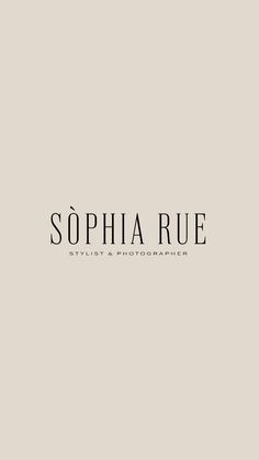 the logo for sophia rue is shown in black on a light gray background