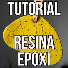 the words resina epoxi are written in front of a photo of a yellow leaf