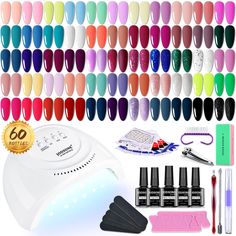 JODSONE Gel Nail Polish Kit 60 PCS with U V Light Soak off Base Top Coat Gel Polish 55 Shine Colors Gel Nail Kit Bright and Dark Brown Wine Red Series Manicure Set for Women and Girls Smart Nail, Do It Yourself Nails, Smart Nails, Nail Polish Kit, Gel Nail Kit, Nail Polish Kits, Gel Nail Polish Set, Nail Polish Sets, Manicure Y Pedicure