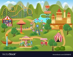 an amusement park with many rides and attractions