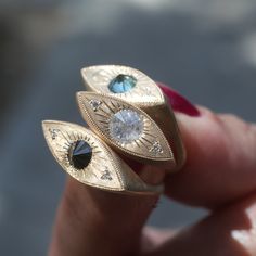 The third eye symbolizes clarity & insight, opening our potential to see beyond the corporeal, tangible world. Hand engraving encircles a roughly 5.5mm salt & pepper diamond with two white diamond satellites on either side in 14k gold. Each salt & pepper diamond is unique & our Third Eyes are meticulously handmade in our SF studio. The Third Eye, Cartier Panthere, Luxe Jewelry, Diamond Eyes, Eye Ring, Salt And Pepper Diamond, Eye Jewelry, Pretty Jewellery, Hand Engraving