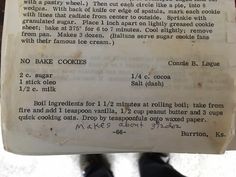 an old recipe book with instructions for baking cookies and other things to eat on it