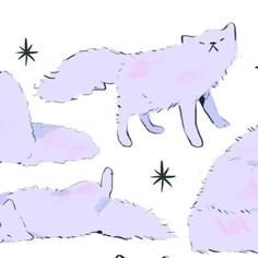 an image of cats laying down on the ground with stars in the sky above them