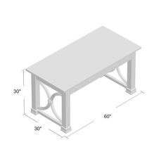 a white table with measurements for the top and bottom section, including an extension to one end