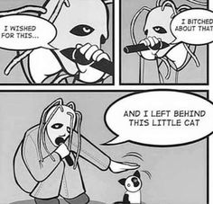 a comic strip with an image of a cat singing into a microphone