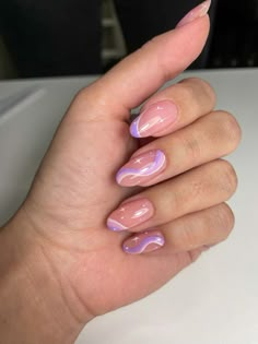 Purple Aesthetic Nails, Purple And Pink Nails, Unicorn Nails Designs, Pink Gel Nails, Unicorn Nails, Her Nails, Blush Nails, Soft Nails