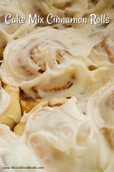 a cake mix cinnamon rolls with icing on top