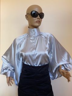 "This is a very stylish Womens Silk blouse. It is comfortable and cozy. Made for a free flowing fit. Great for all year around and for any special occasion or casual day can be dressed up or dressed down. SIZE CHART SIZE S - US 6, UK 8, EU 36 bust: bust around 34.5\"/90cm Waist: waist around 27.5\"/70cm Hips: hips around 34.5\"/90cm For more beautiful designs, please visit and my new shop: https://www.etsy.com/shop/JustMariyaFromBG?ref=seller-platform-mcnav" Sleek Collared Satin Tops, Sleek Satin Collared Tops, Elegant Solid Blouse For Summer, Elegant Solid Color Blouse For Summer, Sleek Solid Silk Blouse, Elegant Satin Blouse For Workwear, Sleek Satin Collared Shirt, Sleek Collared Satin Shirt, Chic Sheen Tops For Fall