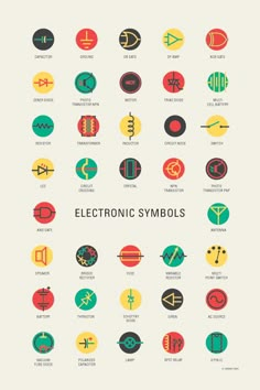 the electronic symbols are shown in different colors