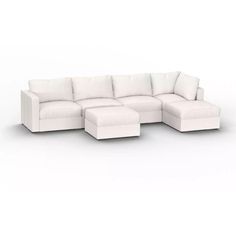 a white couch and ottoman on a white background