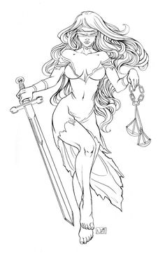 Warrior Woman Drawing Sketch, Lady Justice Sketch, Warrior Princess Sketch, Libra Lady Tattoo, Women Warrior Drawing, Justice Goddess Tattoo, Justice Drawing Art, Lady Of Justice Drawing, Libra Sketch Drawings