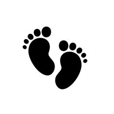 an image of two feet that are black and white with the bottom one has footprints on it