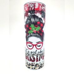 a christmas themed tumble with a woman's face on it