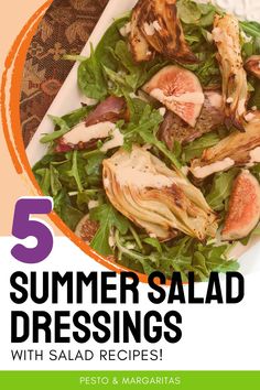 the cover of 5 summer salad dressings with salad recipes