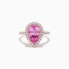 14K Rose Gold Kunzite and Diamond Ring Effy Jewelry, Gold Rose, Round Diamonds, Diamond Ring, Dream Wedding, Rose Gold, Ring, Gold, Pink