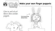 an animal puppet is shown with instructions for how to make it's own finger puppets