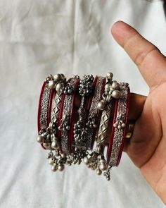 Silver Jwellary, Bole Chudiyan, Oxidised Bangles, Clothes For College, Desi Jewellery, Oxidized Silver Jewelry, Jewelry Room, Junk Jewellery, Antique Bangles