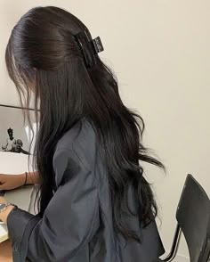 Long Black Hair, Long Hair Girl, Dream Hair, Korean Hairstyle, Aesthetic Hair, Long Black, Dark Hair, Pretty Hairstyles, Hair Goals