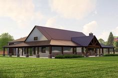 this is an artist's rendering of a house in the country style with metal roofing