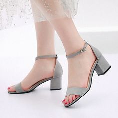 Olivia Mark - Chic Black High Heel Sandals Black High Heel Sandals, Grey Sandals, Mid Heels Pumps, Hiking Boots Women, Peep Toe Sandals, Stiletto Sandals, Buckle Sandals, Shoe Sole, Low Block Heels