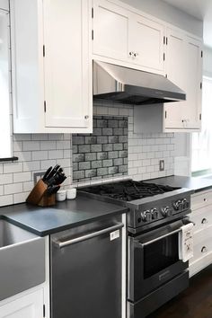 the kitchen is clean and ready for us to use it's new stainless steel appliances