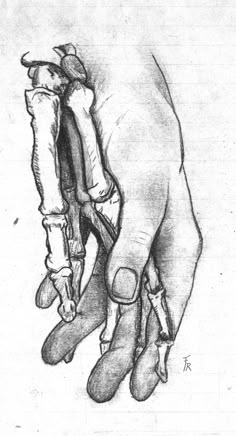 a drawing of two hands holding each other with one hand on the other's wrist