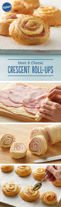 the process of making crescent roll ups with ham and cheese