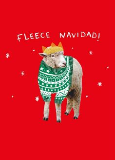 a card with a sheep wearing a sweater