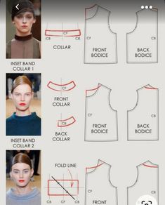 the instructions for how to make a top with sleeves and collars, as well as pictures