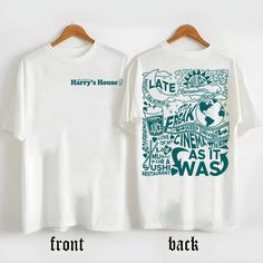 Harry's House Harry T-shirt Harry’s House Shirt, Merch T Shirt Design, Athletic T Shirt Design, Merch T-shirt, Screen Printed T Shirt, Coffee Shop Shirts, Cool Merch Design, Halloween T Shirt Design, Wellness Merch