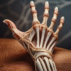 an image of a human hand that is showing the bones and tendils on it