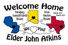 the welcome home sign for elder john atkin's, which is located in texas