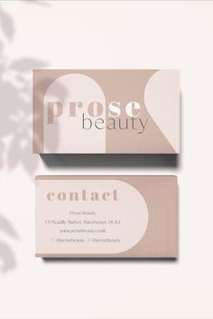 two business cards with the words prose beauty on them