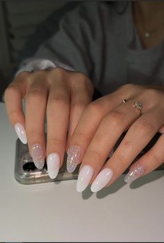 Neutral Glitter Nails, Acrylic Nails Coffin Short, Nails Desing, Acrylic Nails Coffin, My Nails, Love Nails, Coffin Nails, Glitter Nails, Stylish Nails