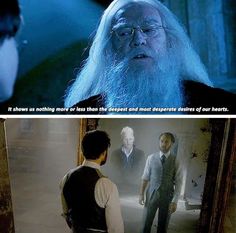 harry potter and the deathly hall movie scene, with one person looking at another