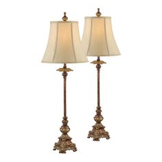 two lamps that are sitting next to each other