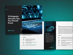 a brochure is shown with an image of a laptop on the screen and text that reads 10 important security tips you should know