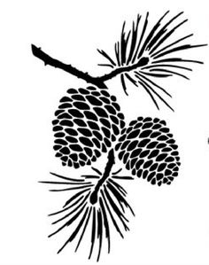 a pine cone on a tree branch is shown in this stencil design file