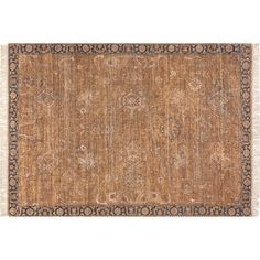 an antique rug with fringes and floral design on the bottom, in brown tones